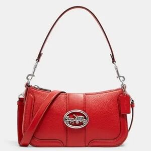 Coach Georgie Baguette Red Pebbled Leather